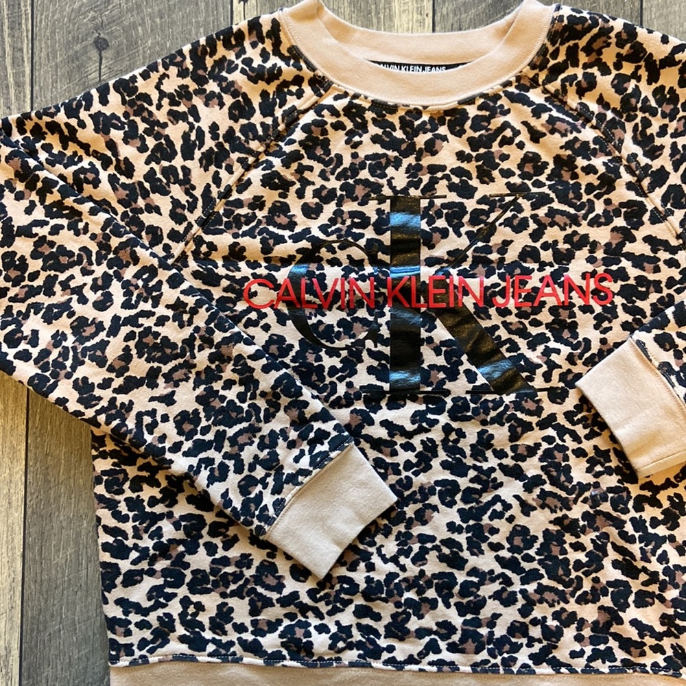 CK Calvin Klein Jeans Cheetah Logo Crew Sweater